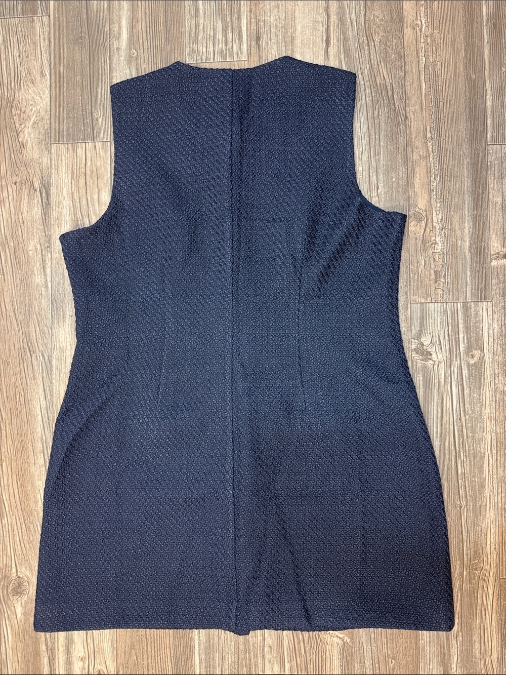 Abercrombie & Fitch Mara Tweed Vest Mini Dress Navy Gold Button XL Like New - Picture 3 of 6